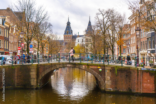 Nice spots of Rijksmusuem from the bridge in the center of Amsterdam , Netherlands © fukez84