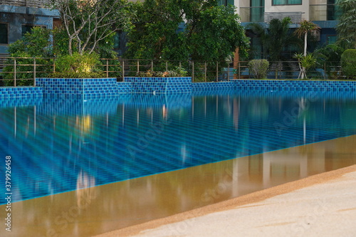 Evening pool in the condominium. Thailand. Pattaya.