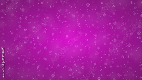 Christmas background of snowflakes of different shapes  sizes and transparency in purple colors