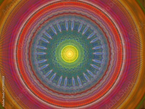 Fractal pattern of microstructure consisting of rings and radial structures	