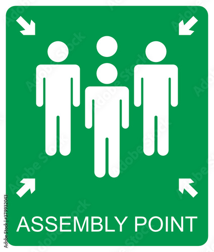 Assembly point vector sign isolated on white background