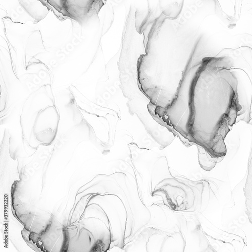 Monochrome Art. Trendy Fashion Vintage Style. Metallic Alcohol Ink Print. Seamless Alcohol Wallpaper. Dirty Art. Grunge Endless Dirty Painting. Realistic Wallpaper. Volume Abstract Texture.