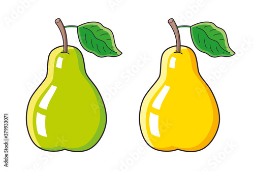 Green and yellow pear isolated