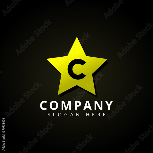 letter C inside a star. celebrity logo. showbiz graphic assets.