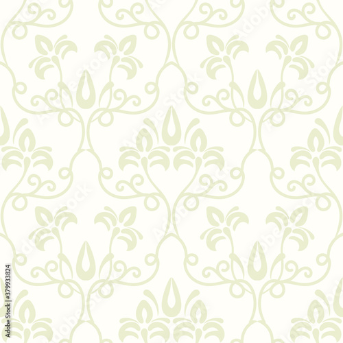 Renaissance. Seamless damask wallpaper in the style of baroque. Beige floral ornament in vector