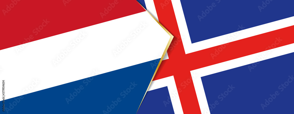 Netherlands and Iceland flags, two vector flags.
