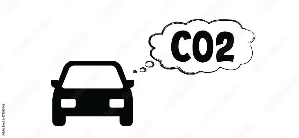 Car exhaust. Carbon emissions reduction icons. Carbon dioxide formula ...