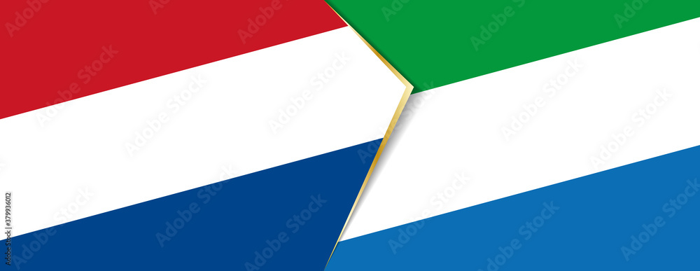 Netherlands and Sierra Leone flags, two vector flags. Netherlands and Sierra Leone flags, two vector flags.