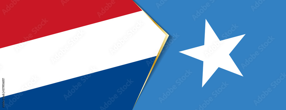 Netherlands and Somalia flags, two vector flags. Netherlands and Somalia flags, two vector flags.