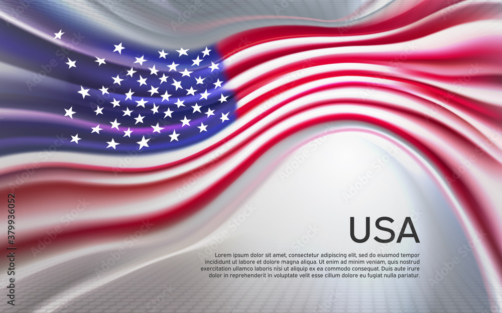 USA flag background. Blurred pattern of light lines in the colors of the us flag, business brochure. State banner, american poster, patriotic cover, flyer. Vector design USA flag background. Blurred pattern of light lines in the colors of the us flag, business brochure. State banner, american poster, patriotic cover, flyer. Vector design