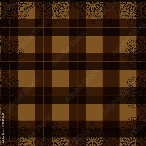 ゴシックな秋色のチェック柄背景