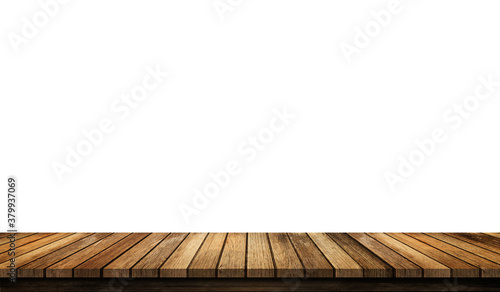 wooden table and floor isolate on white background.