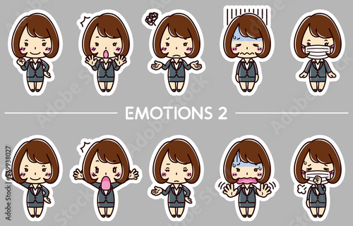 女性の表情イラスト10点セット