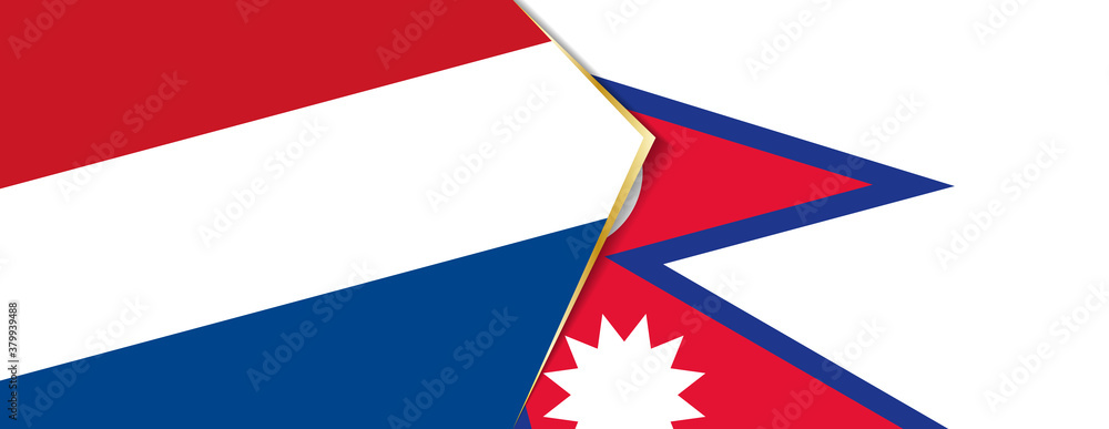 Netherlands and Nepal flags, two vector flags.