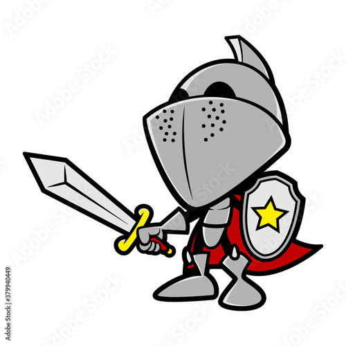 Medieval Knight wearing full armour and ready for battle best for children historical book, Cartoon Vector