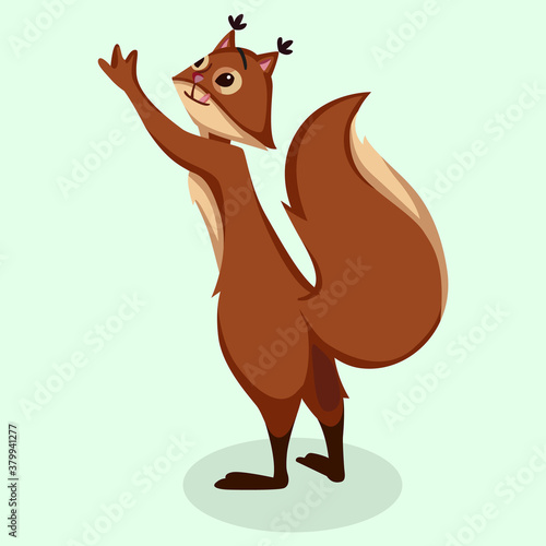 Cute squirrel reaches for illustration cartoon character