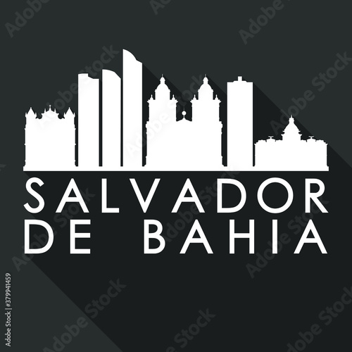 Salvador de Bahia Brazil Flat Icon Skyline Silhouette Design City Vector Art Famous Buildings.