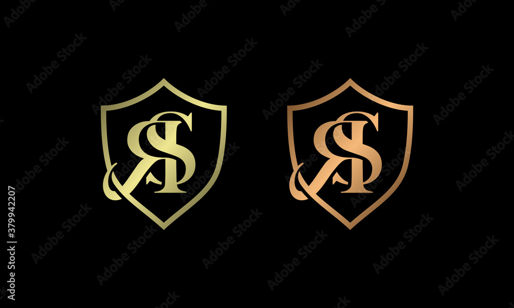 Obraz premium Letter RS, and shield logo design vector