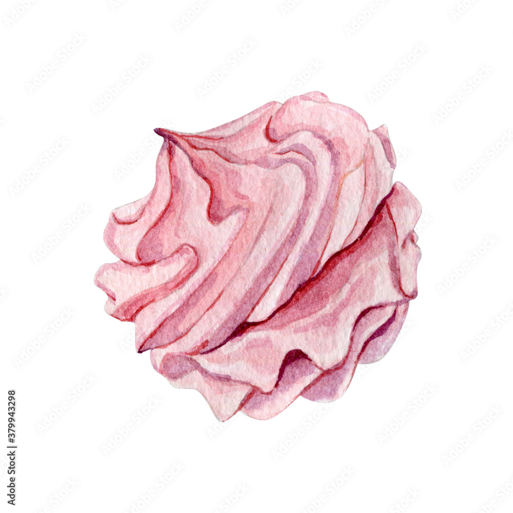 Watercolor sweet meringues and marshmallows Watercolor sweet meringues and marshmallows