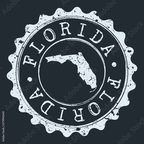 Florida Seal. Silhouette Postal Passport Stamp. Round Vector Icon Postmark.