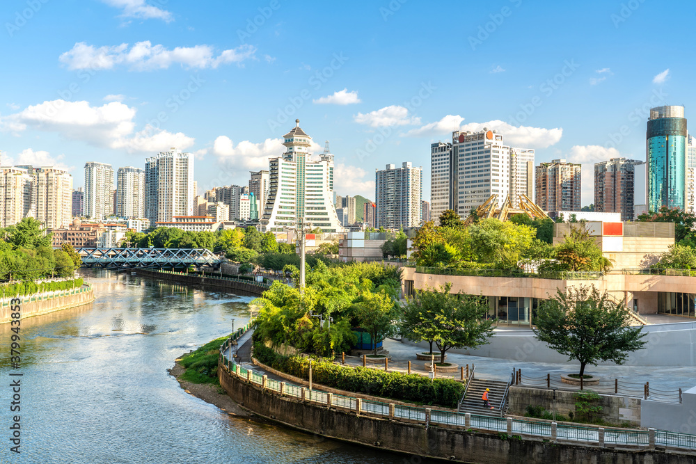 Guiyang city landscape, Modern tall buildings and bridge, Guiyang city landscape, Modern tall buildings and bridge,