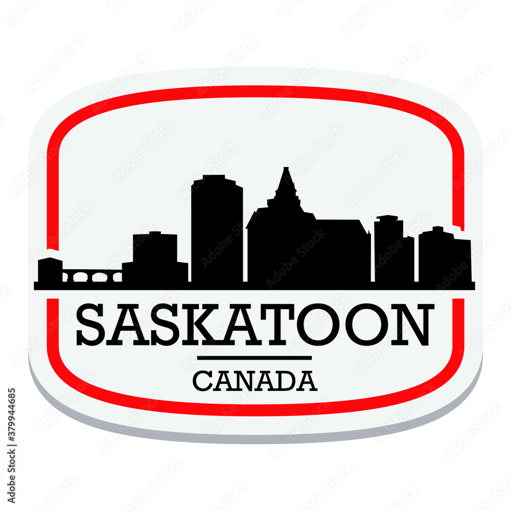 Saskatoon Canada Label Stamp Icon Skyline City Design Tourism Logo.