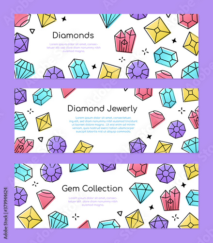 Gem collection - set of line design style web banners