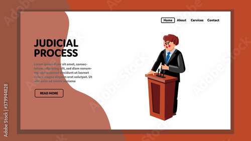 Judicial Process Attorney Giving Speech Vector Illustration