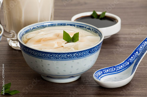 bowl of bean curd or soy pudding photo