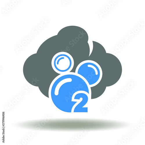 Cloud O2 Icon Vector. Oxygen Air Ecology Environment Safety Symbol. CO2 Carbone Dioxide Industry Emission Sign.