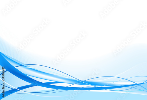 Abstract blue wavy with blurred light curved lines background. Vector, illustration, eps10