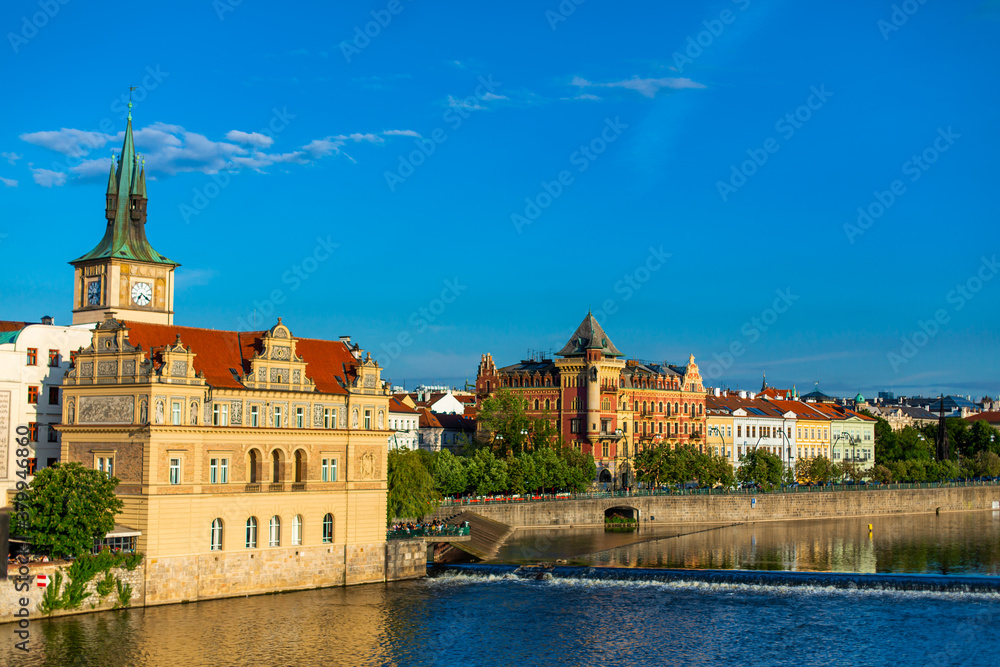 National Museum of Czech composer Bedrich Smetana in the building of the former waterworks of the Old Town. Prague landscape