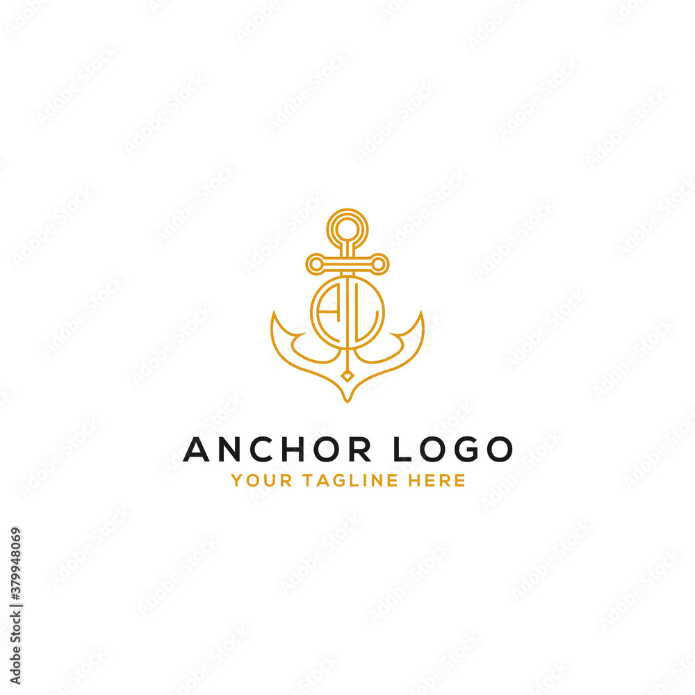 Fototapeta premium Logo Design AL anchor artistic alphabet logo icons that are elegant, trendy. - Vector