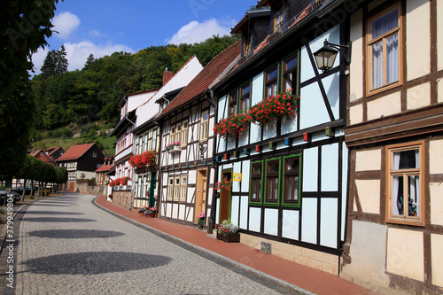 Die Rittergasse mit Fachwerkhäusern in Stolberg. Stolberg, Sachsen-Anhalt, Deutschland, Europa photo