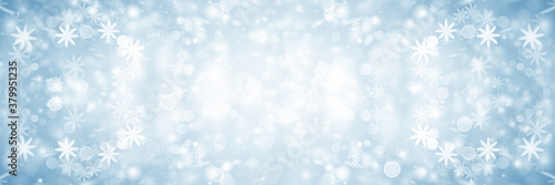 white bokeh blur background / Circle light on blue background / abstract light background