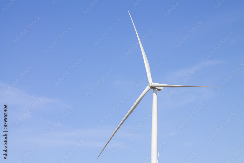Close-up of wind turbine producing alternative energy Close-up of wind turbine producing alternative energy
