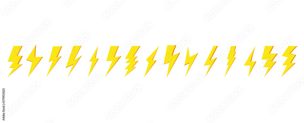 Lightning bolt vector set isolated on white background. Simple icon ...