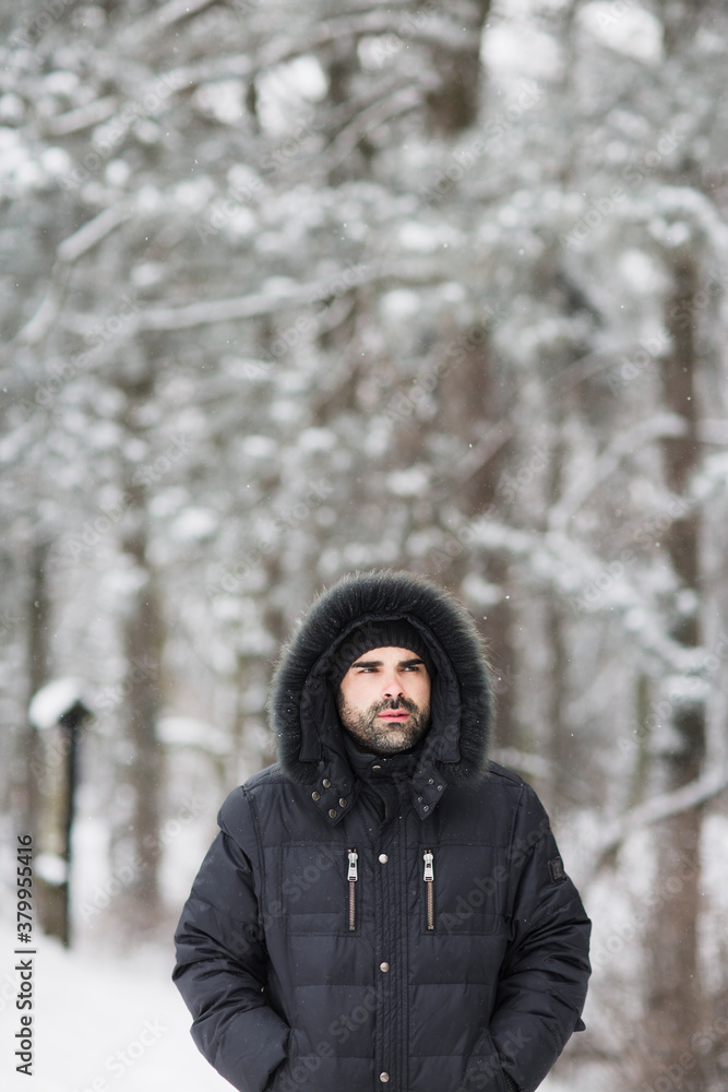 Winter portrait of a bearded man Winter portrait of a bearded man