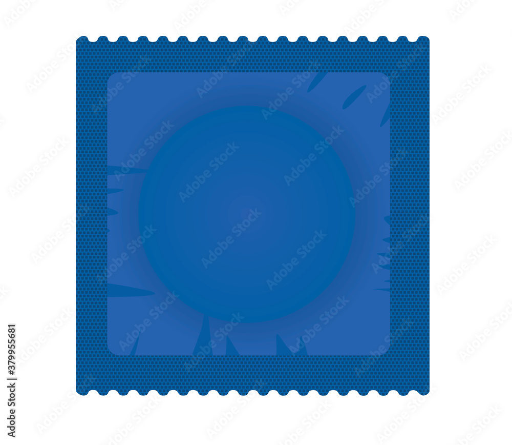 Obraz premium Condom blue pack. vector illustration