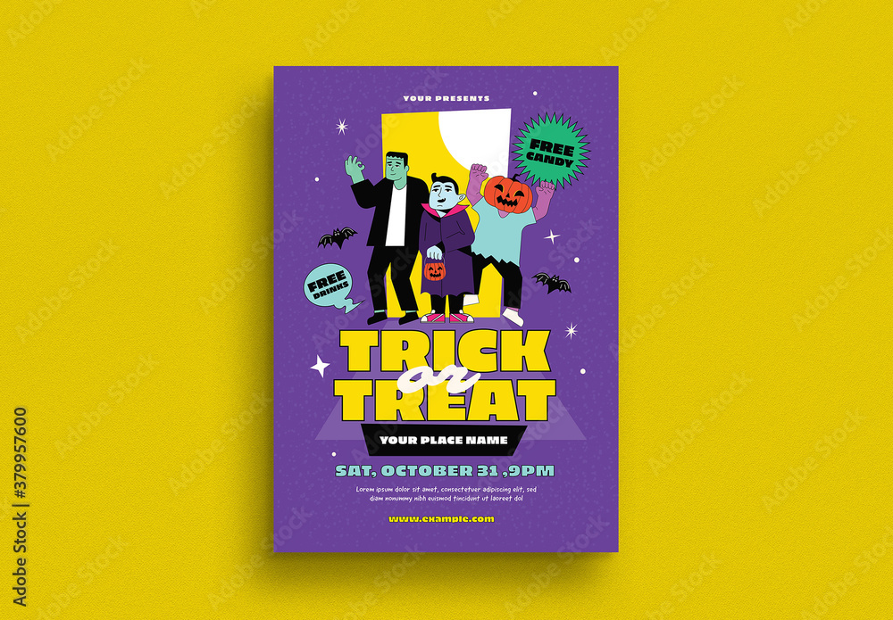 Trick or Treat Party Flyer Layout Stock Template Adobe Stock Trick or Treat Party Flyer Layout Stock Template Adobe Stock