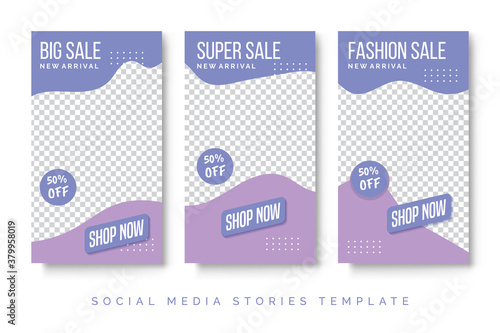 Colorful social media stories for fashion sale. Banner ads post background design.