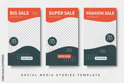 Social media stories for fashion sale. Banner ads post background handcrafts design.