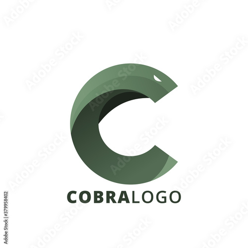 letter C forming a cobra head. snake logo template.