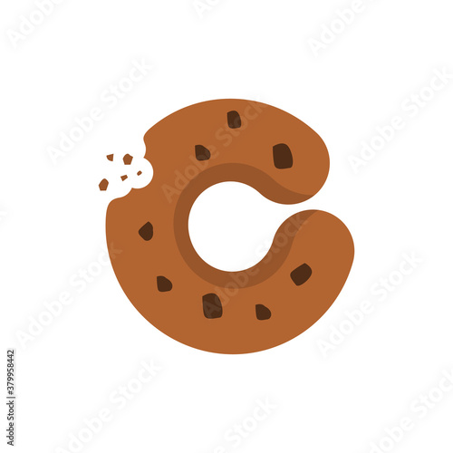 letter C forming a cookie, good for pastries business logo.
