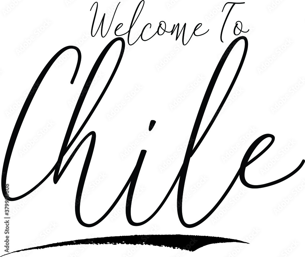 To Chile Country Name Handwritten Typography Black Color Text