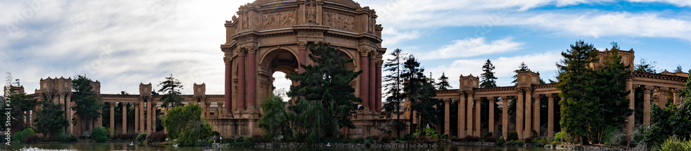 Panoramic shot of Palace of Fine Art in San Francisco California USA
