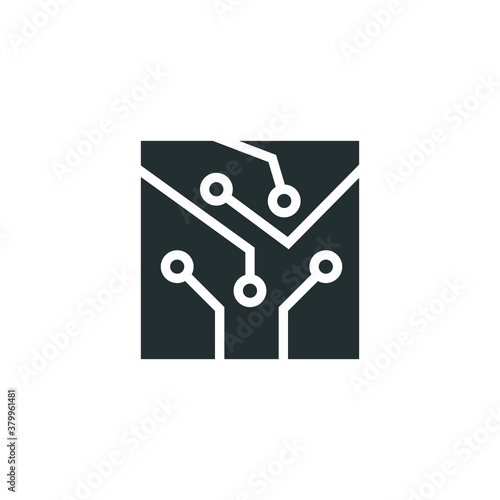 Circuit board, technology icon, vector illustration. Technology - vector logo template for corporate identity. Abstract chip sign.