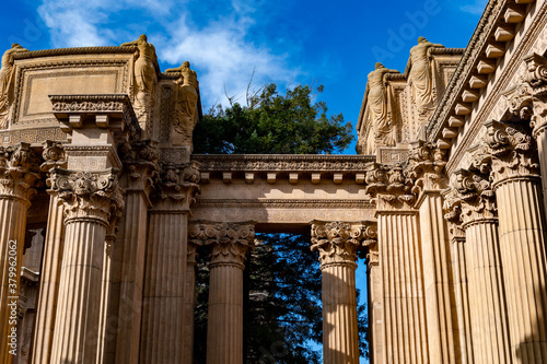 Big stone walls and foundation from the Palace of Fine Arts in San Francisco, California