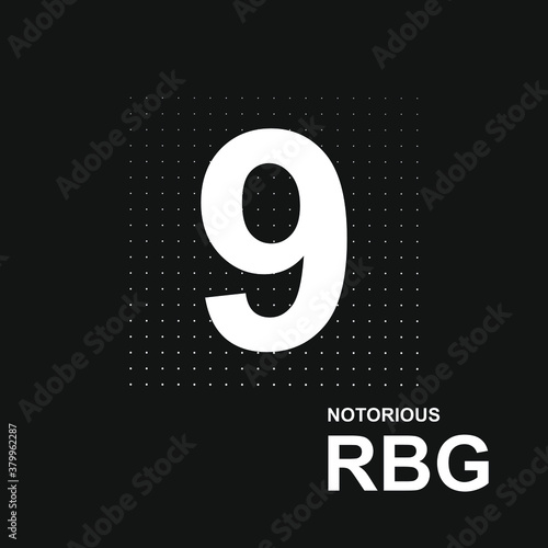 Number 9, Notorious RBG background, banner, poster, sticker, t-shirt design