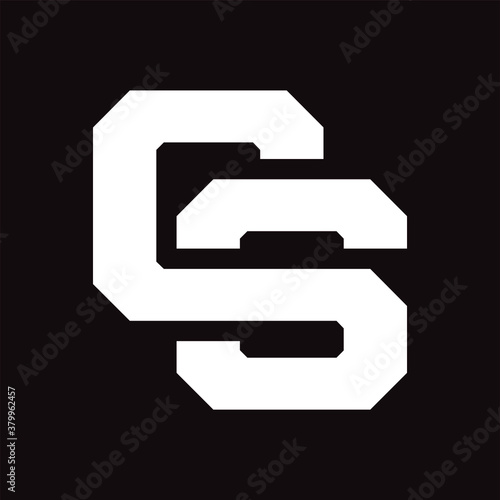 Initial letter CS or C3 logo template with sporty bold line illustration in flat design monogram symbol